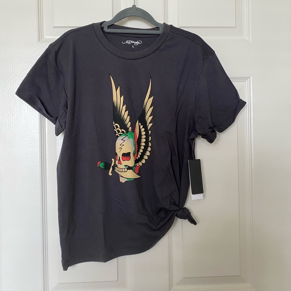 Ed hardy skull rings graphic tee